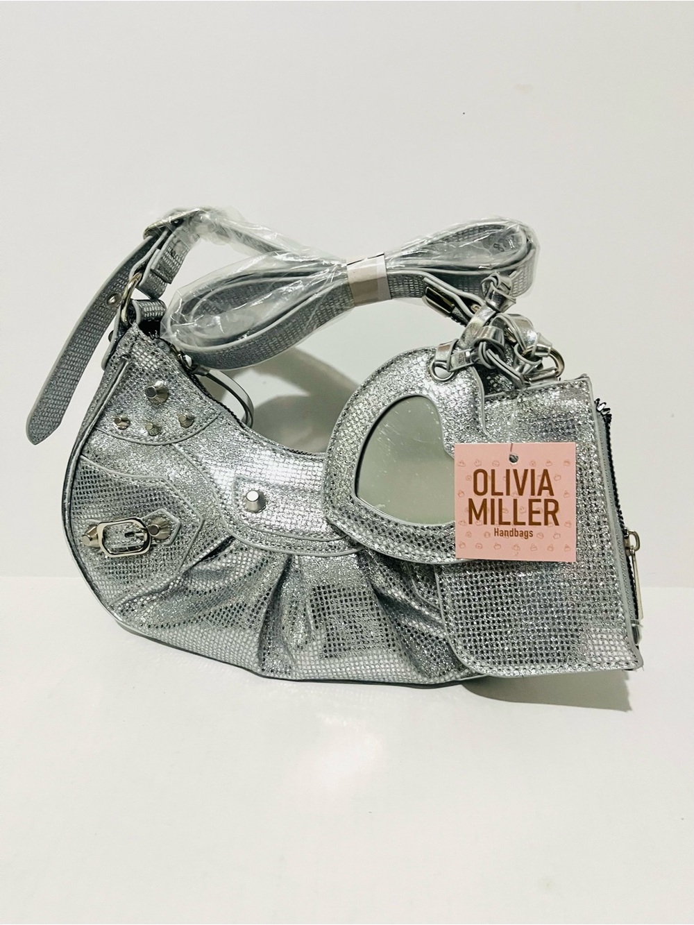 Olivia Miller Silver Metallic Shoulder Bag